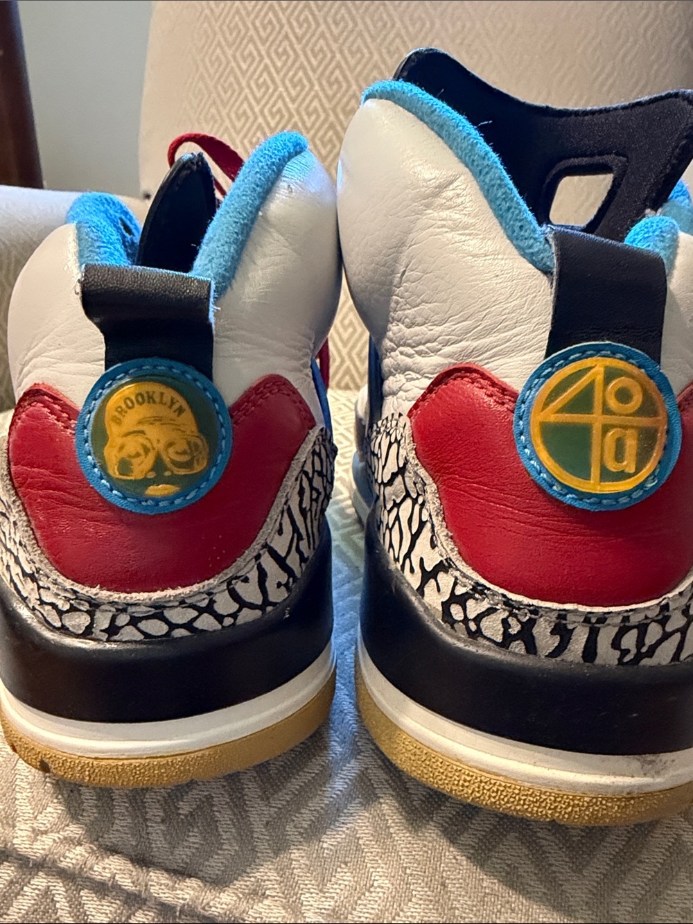 Jordan Multicolor White Red Yellow Blue Retro Style Sneakers - Picture 4 of 7